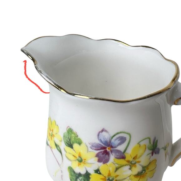 Royal Albert Creamer Sugar Set Bone China England Open Yellow Purple Flowers Vtg - Picture 4 of 12